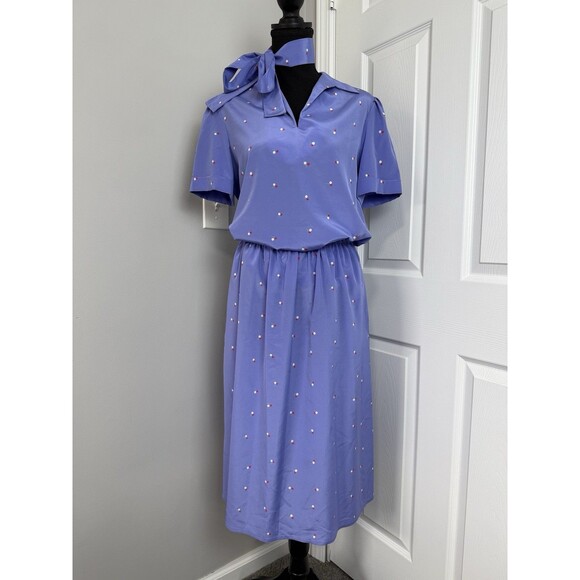 Vtg 70s Diane Von Furstenberg Matching Skirt Set 10 Purple Cherries DVF Retro - Picture 1 of 16